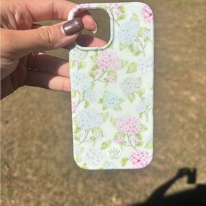 Floral Phone Case - White with Pink and Blue Flowers